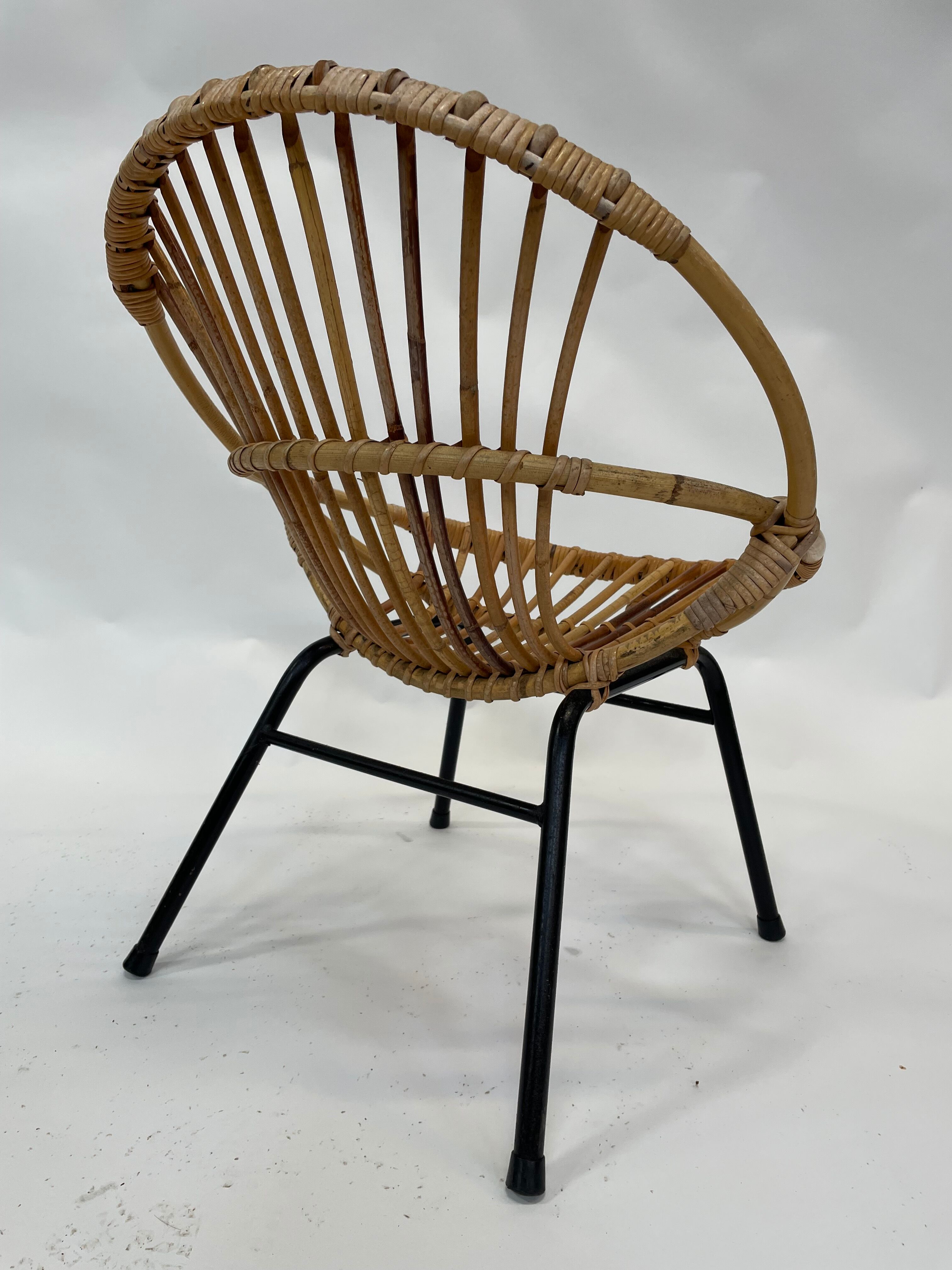 Fauteuil en rotin par Dirk van Sliedregt Rohe Noordwolde 1960 aux Pays-Bas