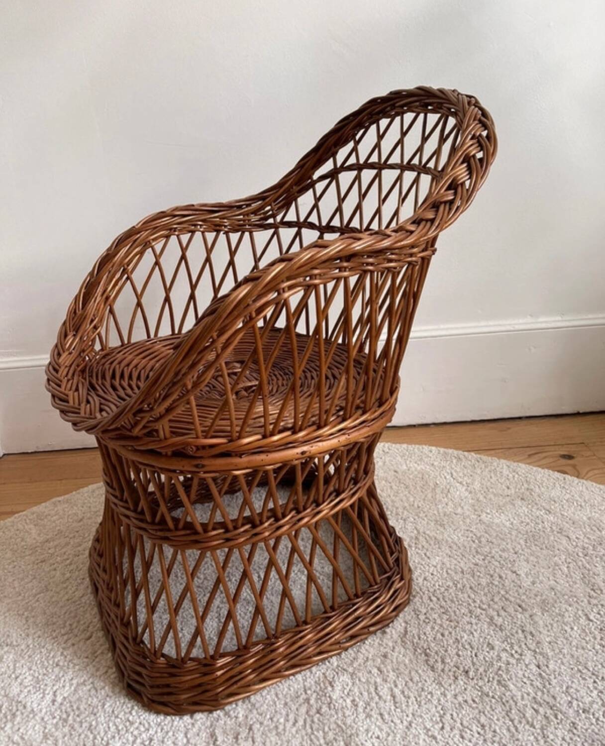 Vintage rattan children's armchair