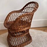Fauteuil enfant en rotin vintage