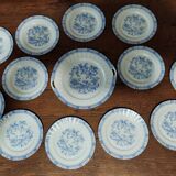 Dessert service twelve plates and round dish Bavaria China blau porcelain