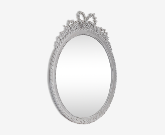 Miroir ovale à noeud patiné 61 cm