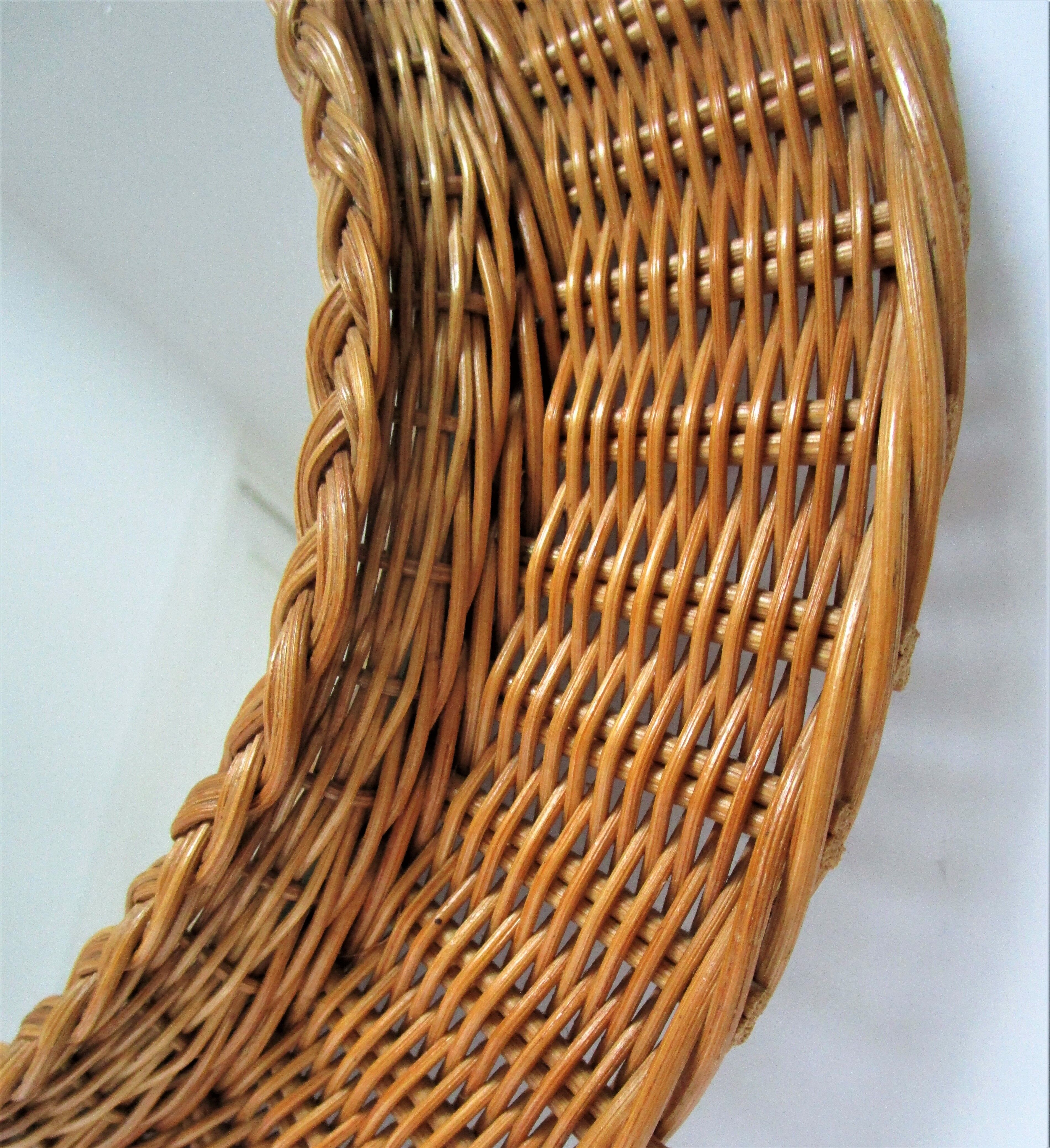 Vintage woven rattan marrow round mirror 1960