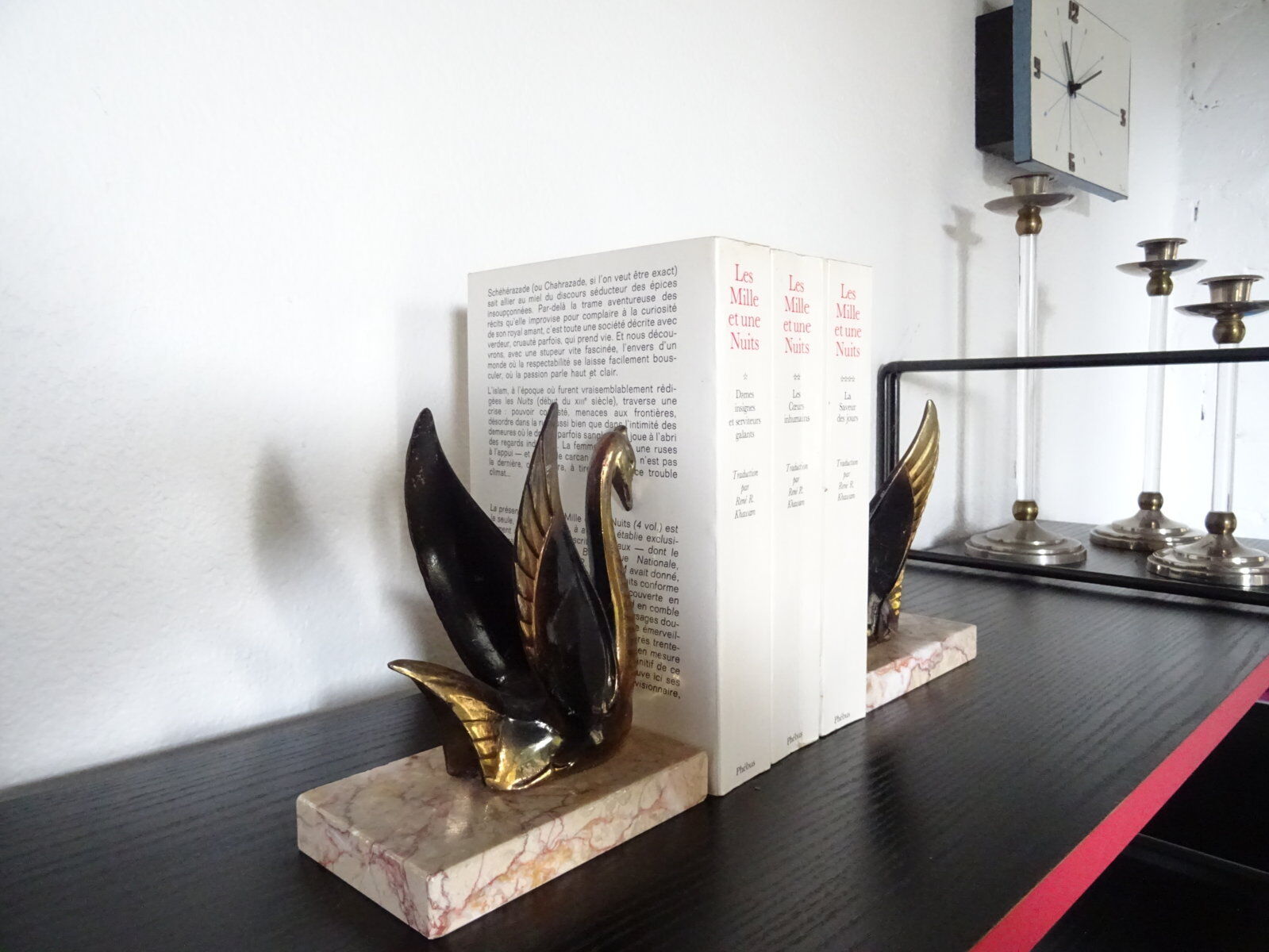 Serre-livres cygnes art déco