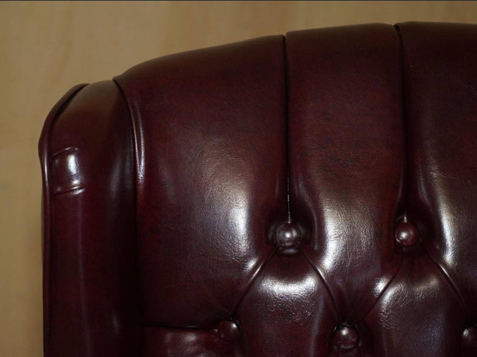 Fauteuil de bureau Chesterfield Wingback en cuir vintage