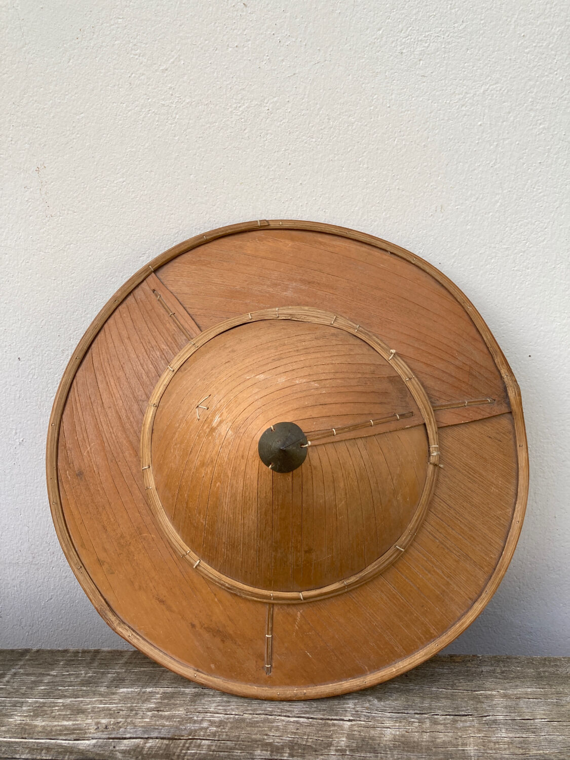 Asian hat in bamboo and vintage metal