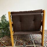 Vintage armchair – corduroy & pine