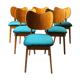 Suite de 6 chaises années 50 velours bleu canard