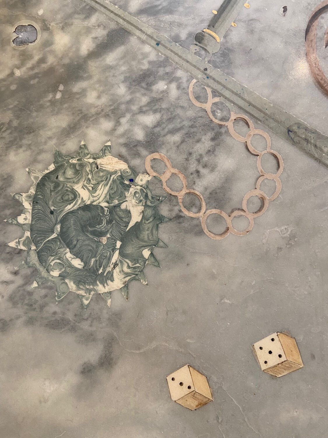 Italian marble painted with pistols and daggers from the NATO