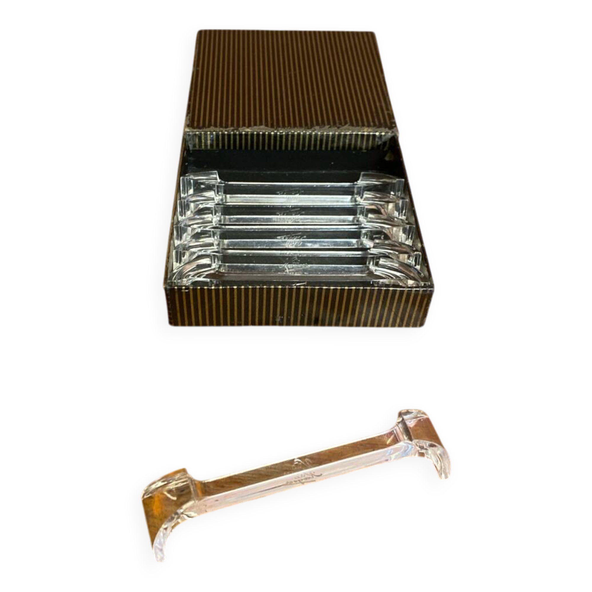 Set of 6 Antique KAYSER Transparent Plexi Knife Holders + Vi Box