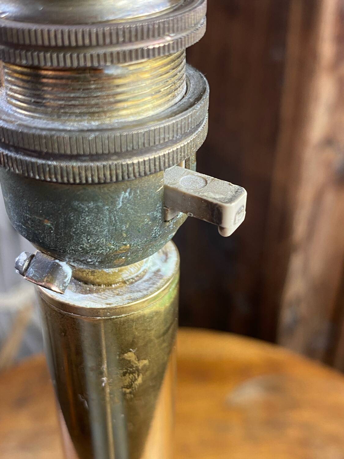 Brass lamp with pleated shade
