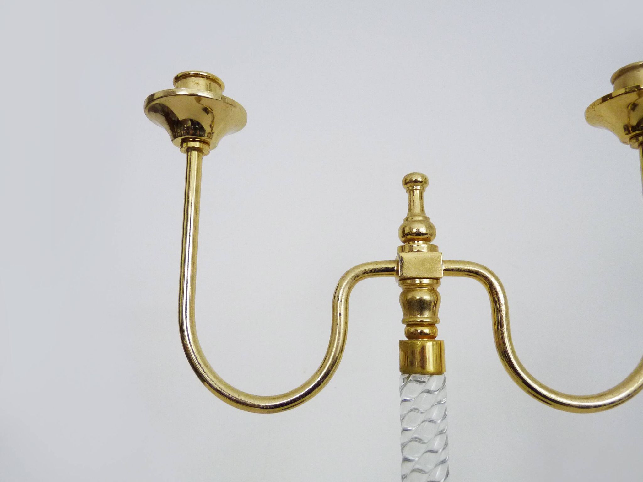 Pair of large candlesticks, Restoration style in brass, black marble, glass. 19th century