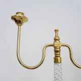 Pair of large candlesticks, Restoration style in brass, black marble, glass. 19th century
