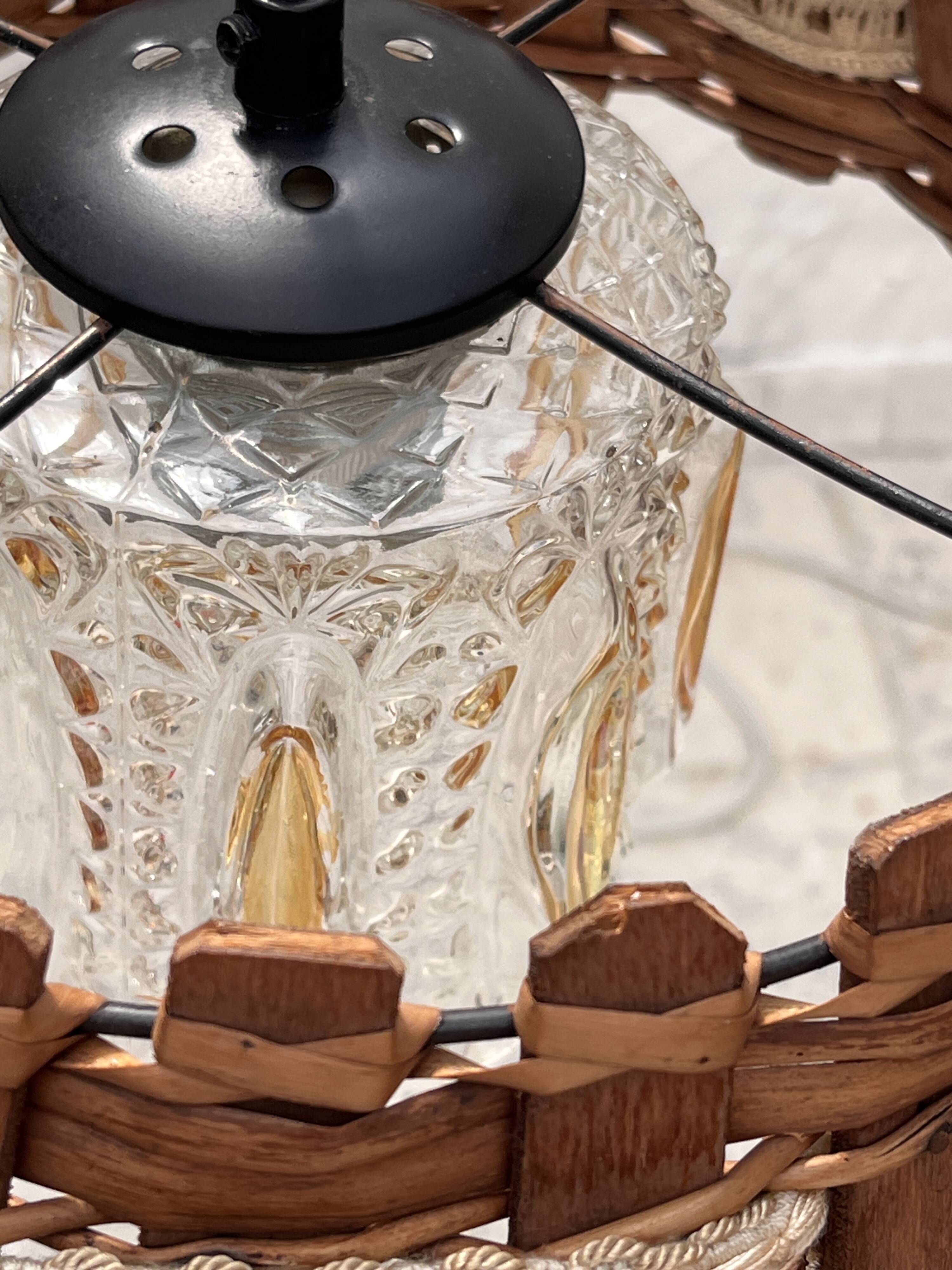 Wooden and wicker hanging decoration