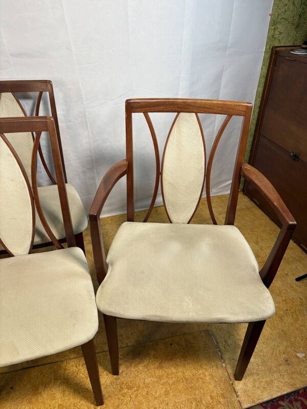 Ensemble de 6 chaises de salle à manger vintage en teck rétro des années 50 par GPlan, 1970.