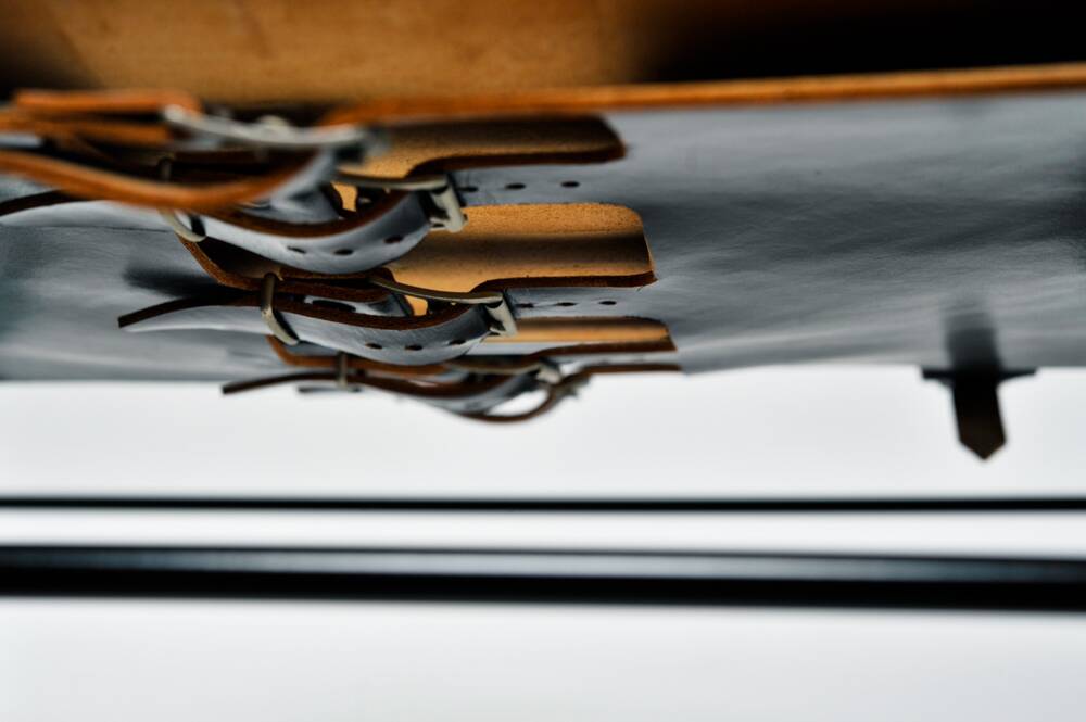 Black modernist design lounge set by Jan van Opzeeland in leather and steel bar, Netherlands, 1980s