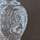 Legras candlestick in molded glass with faces in relief, vintage carafe