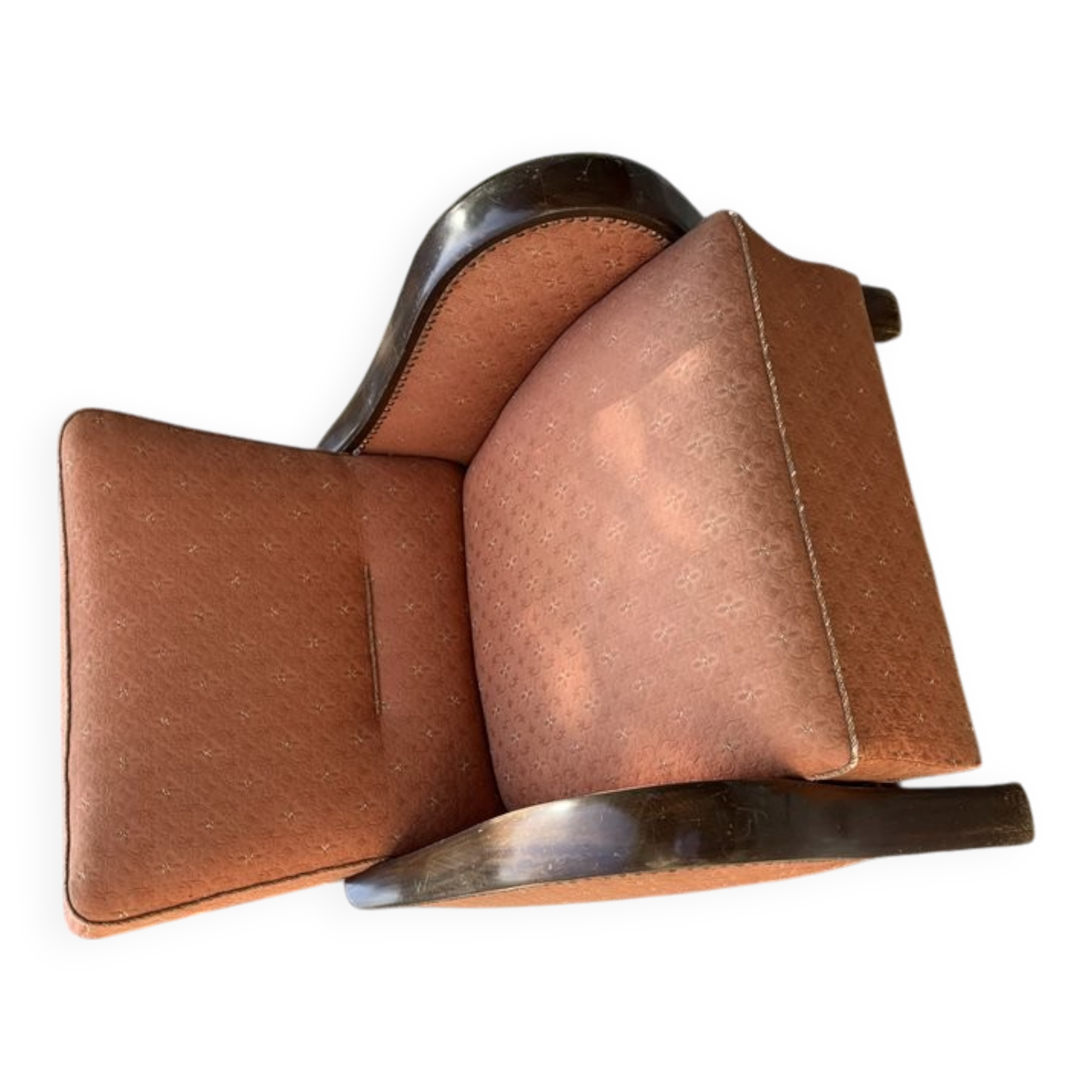 Original purple fabric Art Deco armchair set, Hungary, 1930s