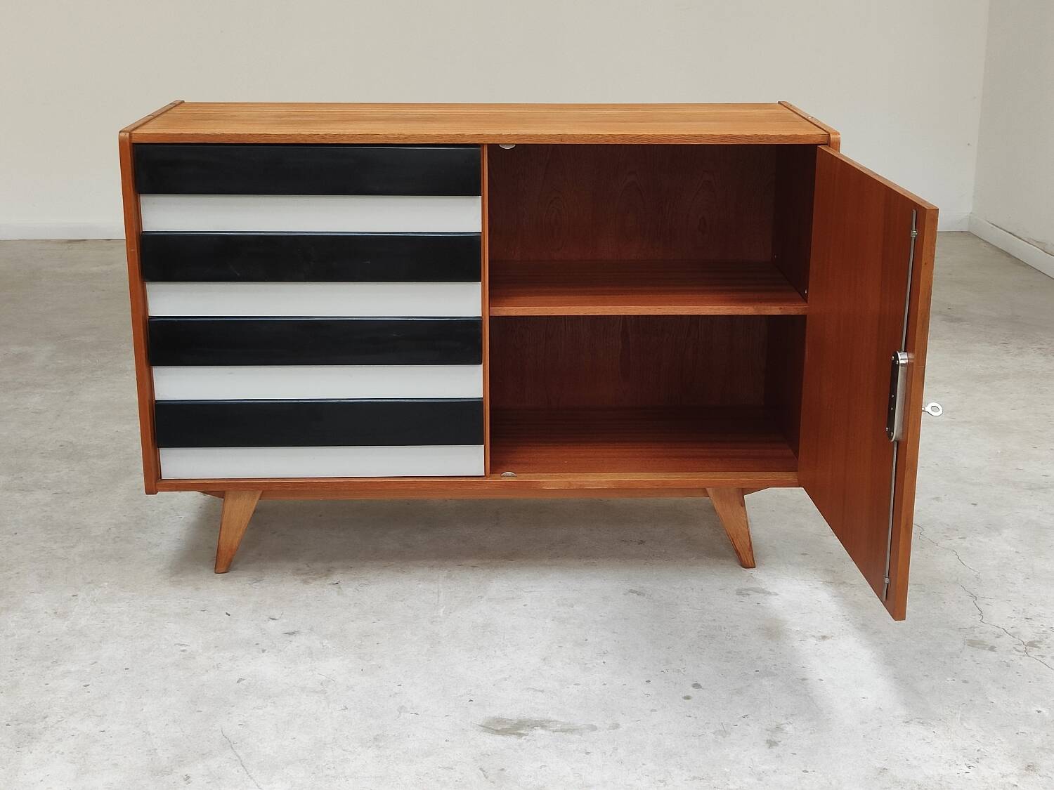 U-458 black and white sideboard by Jiri Jiroutek for Interier Praha