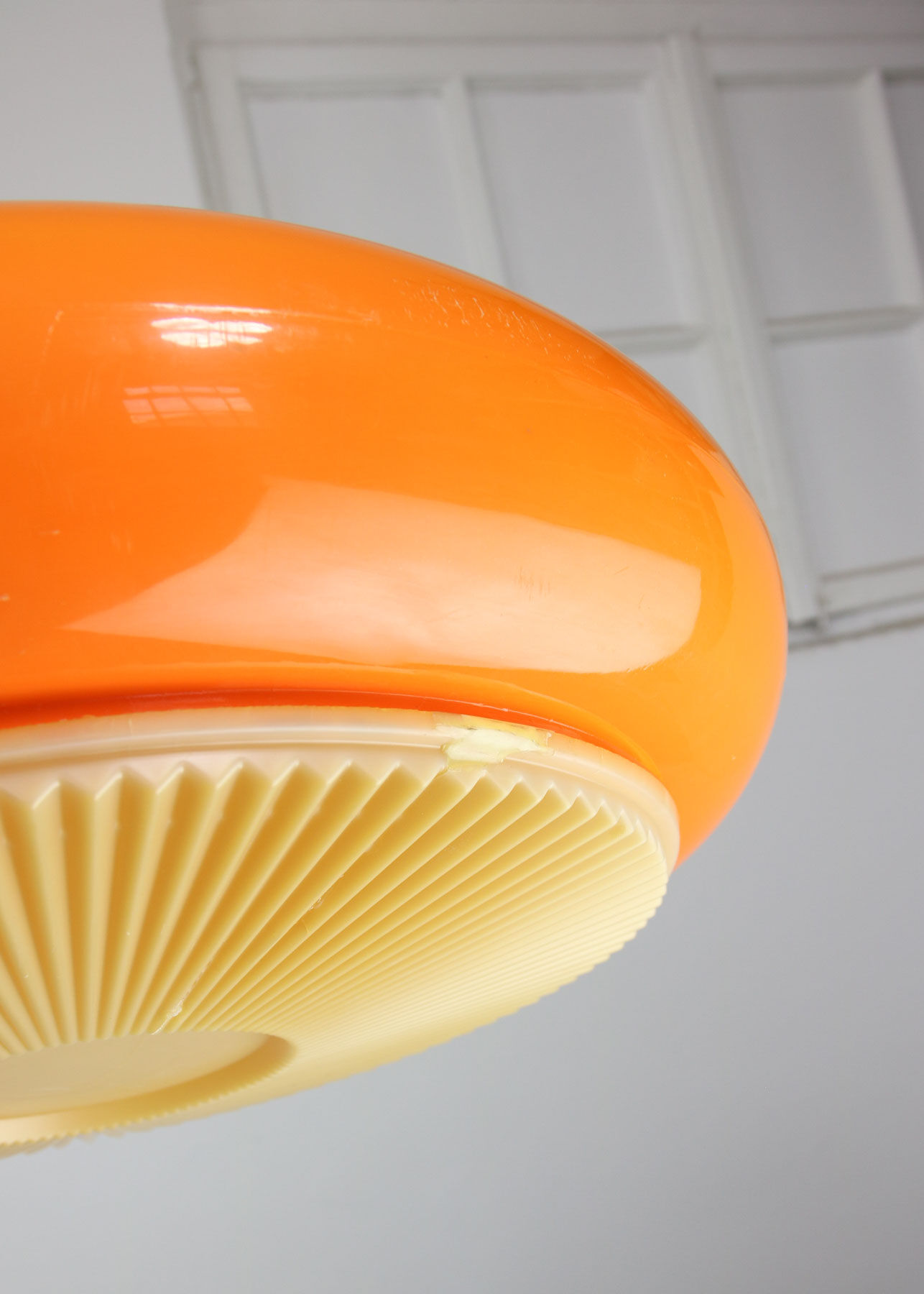 Mid-century acrylic italian orange pendant lamp