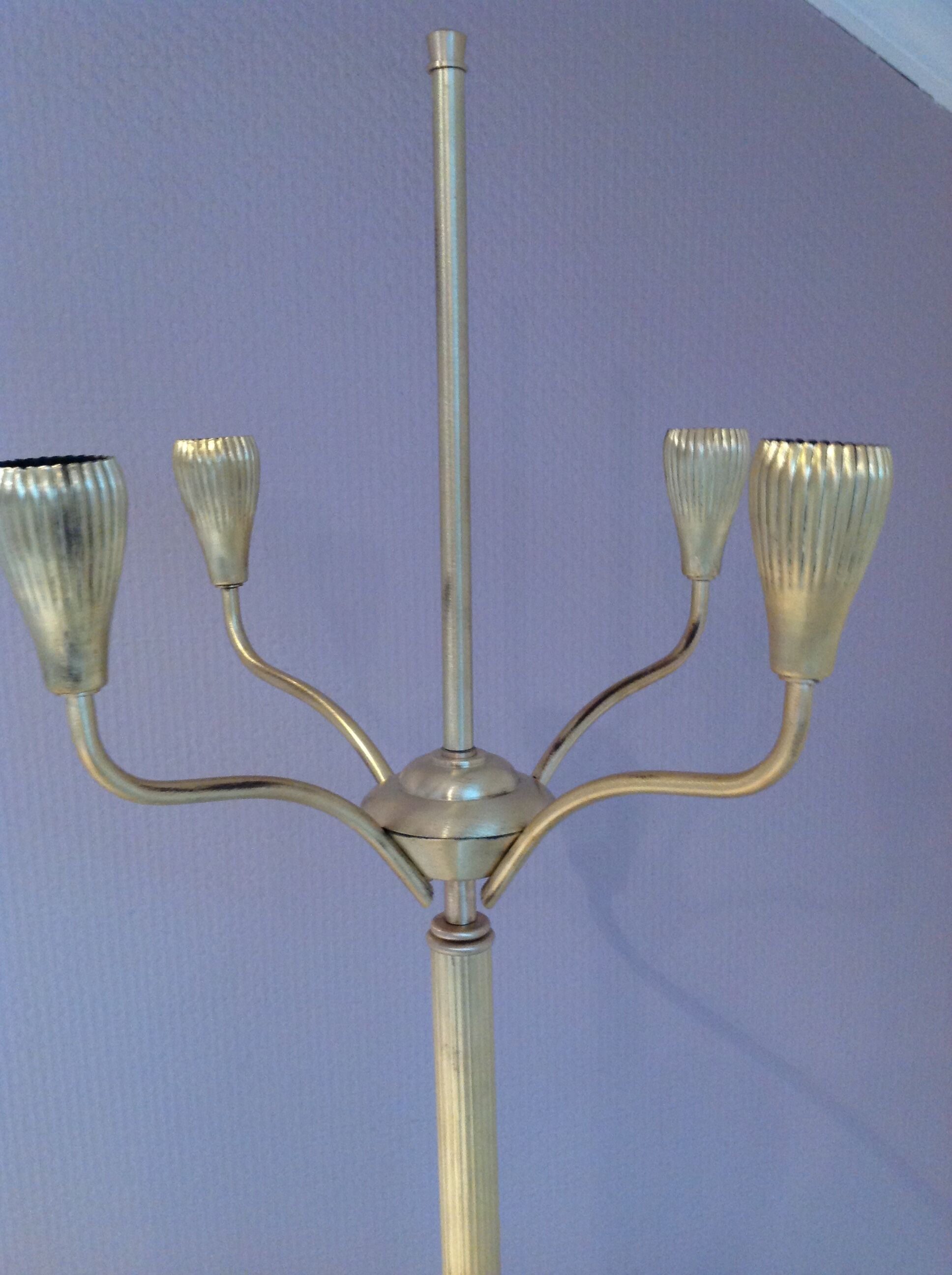 Four-fire retro brushed brass lamppost, 30-40s