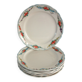 6 vintage dessert plates hand-decorated by Villeroy & Boch