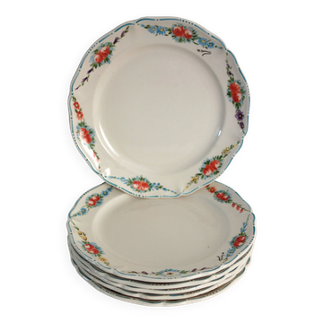 6 vintage dessert plates hand-decorated by Villeroy & Boch