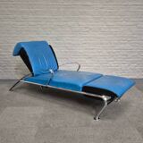 Blue leather lounge chair futuro 3 by massimo iosa ghini for moroso - italy 1980's