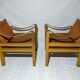 Pair of safari leather armchairs 50s