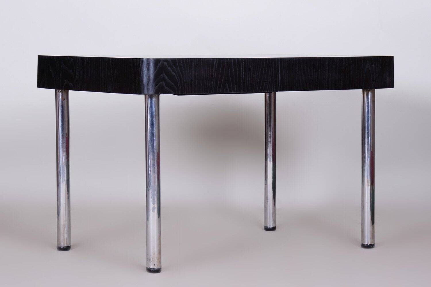 Bauhaus Extendable Dining Table in Oak Veneer and Chrome, 1930s