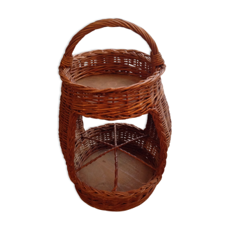 Old vintage bottle rack wicker basket