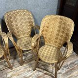 Set of 4 chestnut woven armchairs