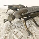 2 cendriers insectes mouches en métal années 50-60