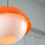 Space Age Italian Orange Plexiglass Pendant Lamp, 1970s
