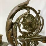 Pair of 3-light wall sconces in gilt bronze in the style