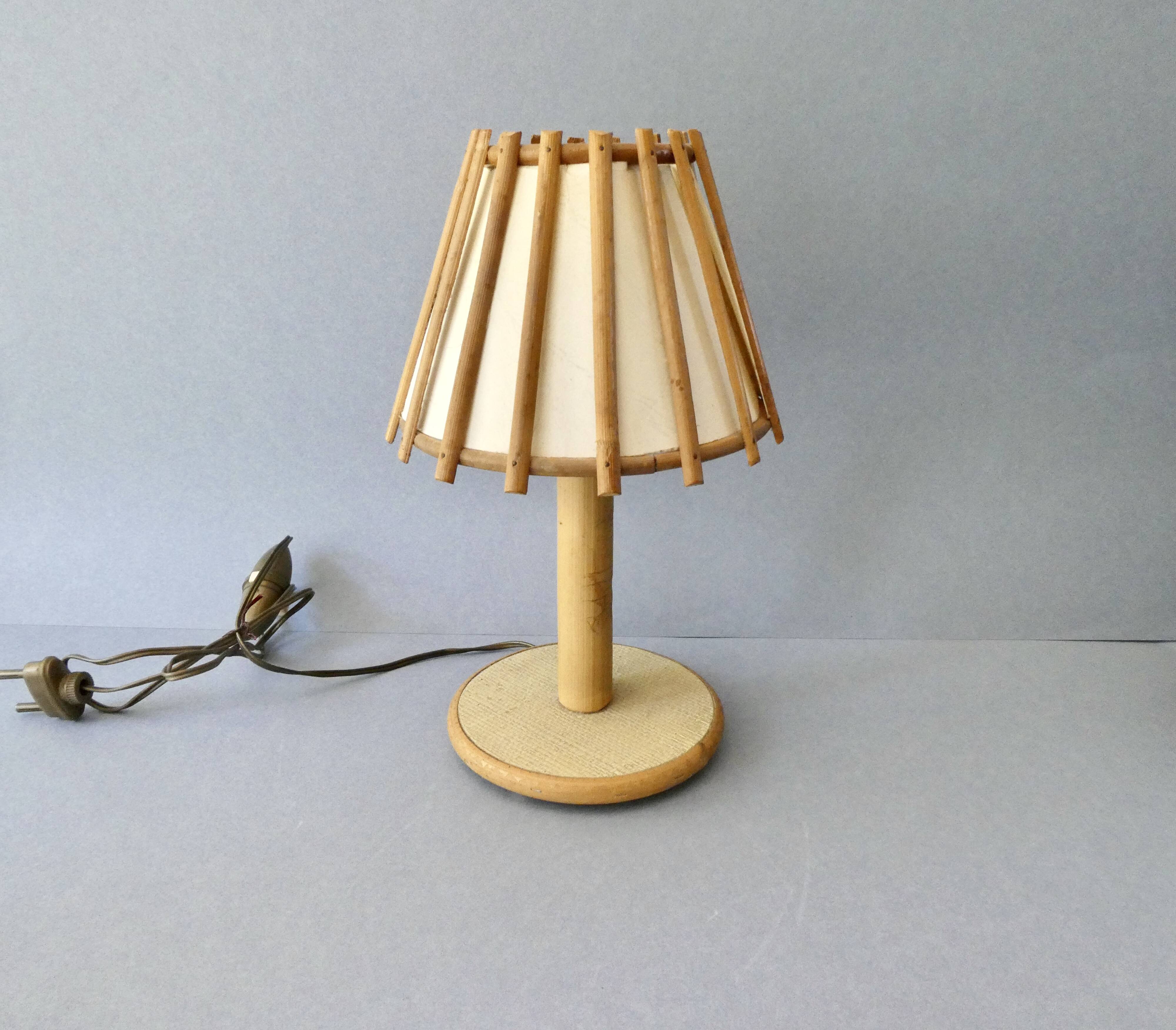 Rattan lamp Art Vannerie France, 70s