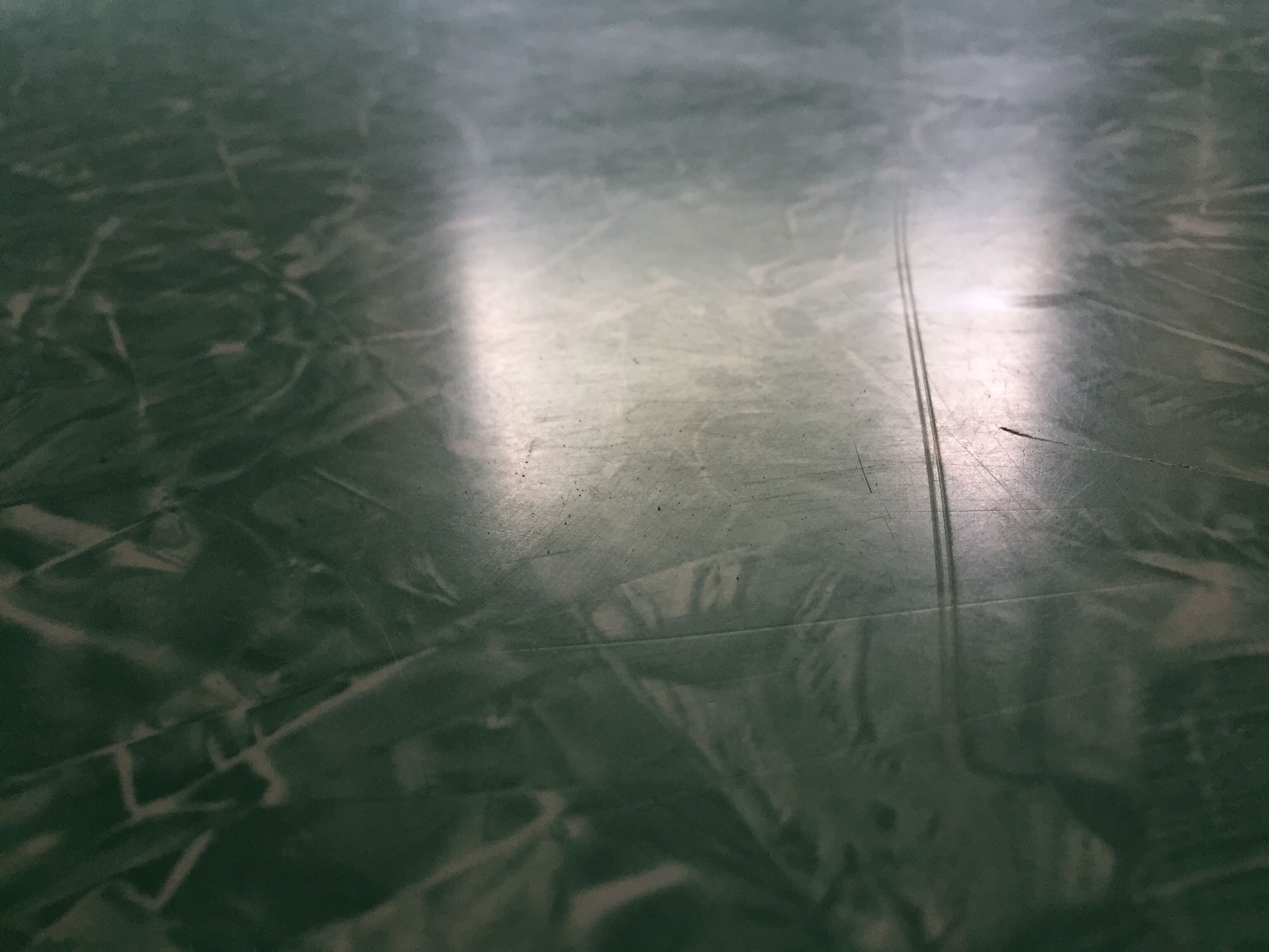 Formica vintage green table and opaline - 6 matching chairs