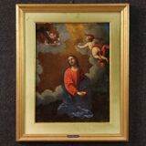 Antique Italian painting Christ with angels from the 17th century