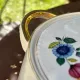 Earthenware vegetable dish Digoin Sarreguemines Sandrine, flowers and golden borders.
