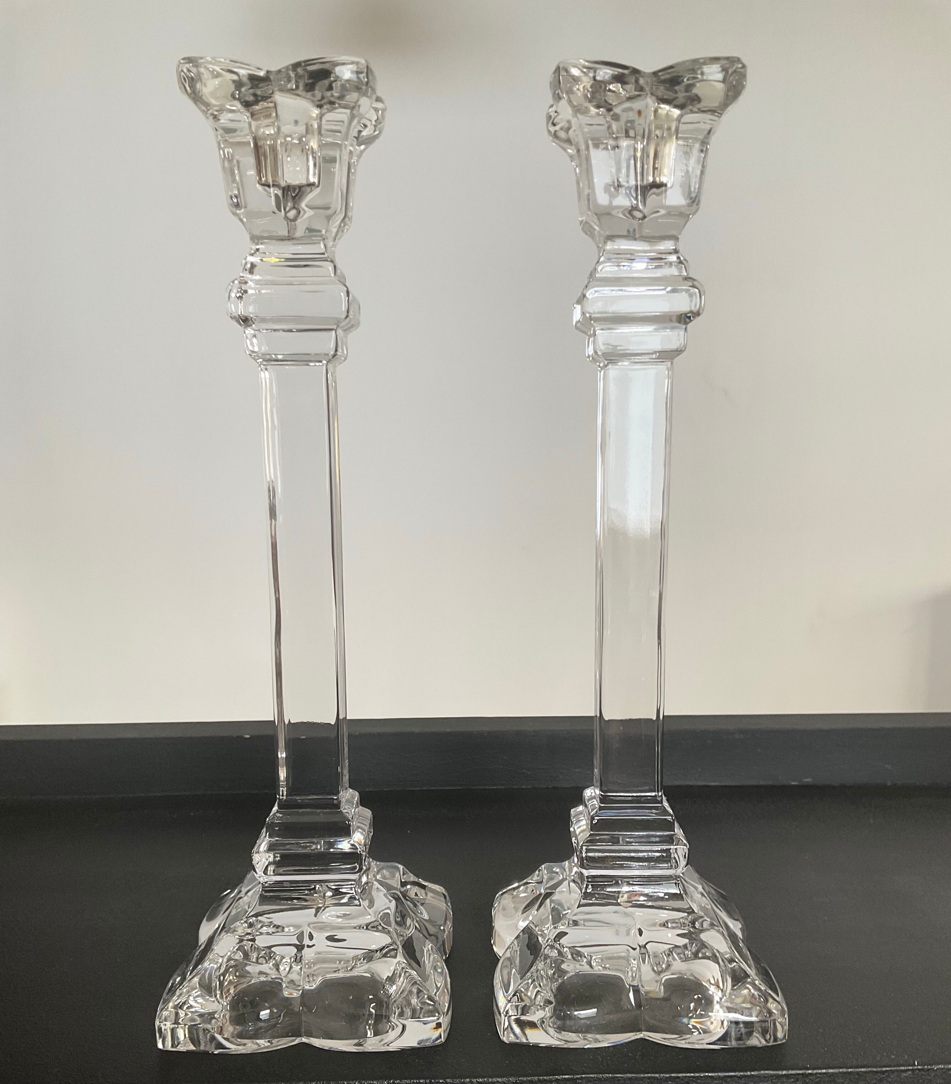 Pair of vintage crystal torch candlesticks from the 70s