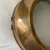 Antique porthole wall lamp in gilded brass