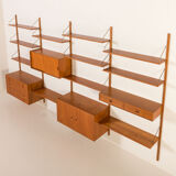 Hansen and Guldborg extra wide shelving unit in teak, 1960s
