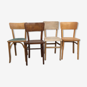 Set of four mismatched Thonet Bauman and Luterma chairs