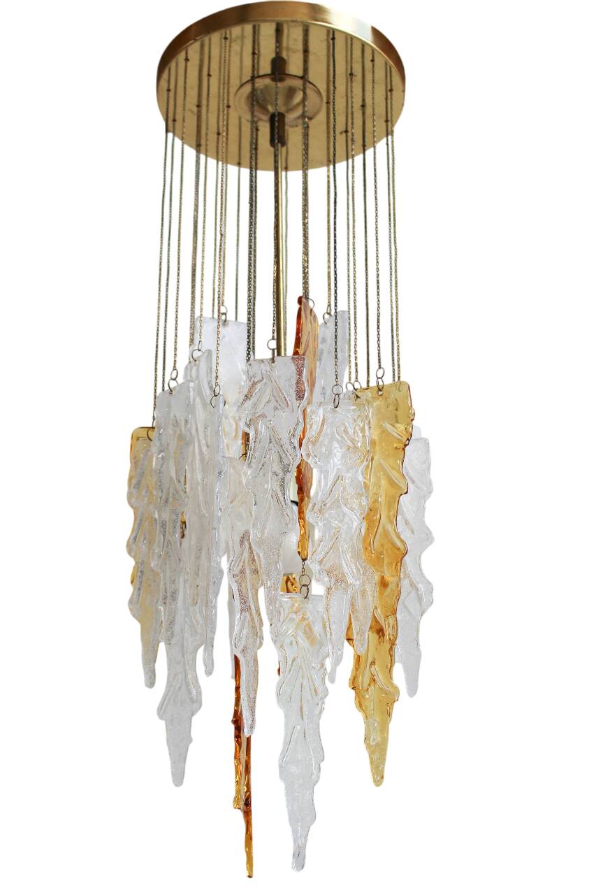 Vintage bicolour Murano glass ceiling lamp by Carlo Nason for Mazzega, 1970s