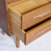 Mid Century Teak Highboard with Glass Display Cabinet & Sliding Door, 1960s