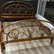 Vintage wicker rattan headboard bed frame