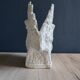 Angel Vase in White Plaster, Vintage Planter with Cherub and Flower Motif