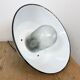 White Enamel and Cast Iron Industrial Pendant Light with Glass Cover, 1960s