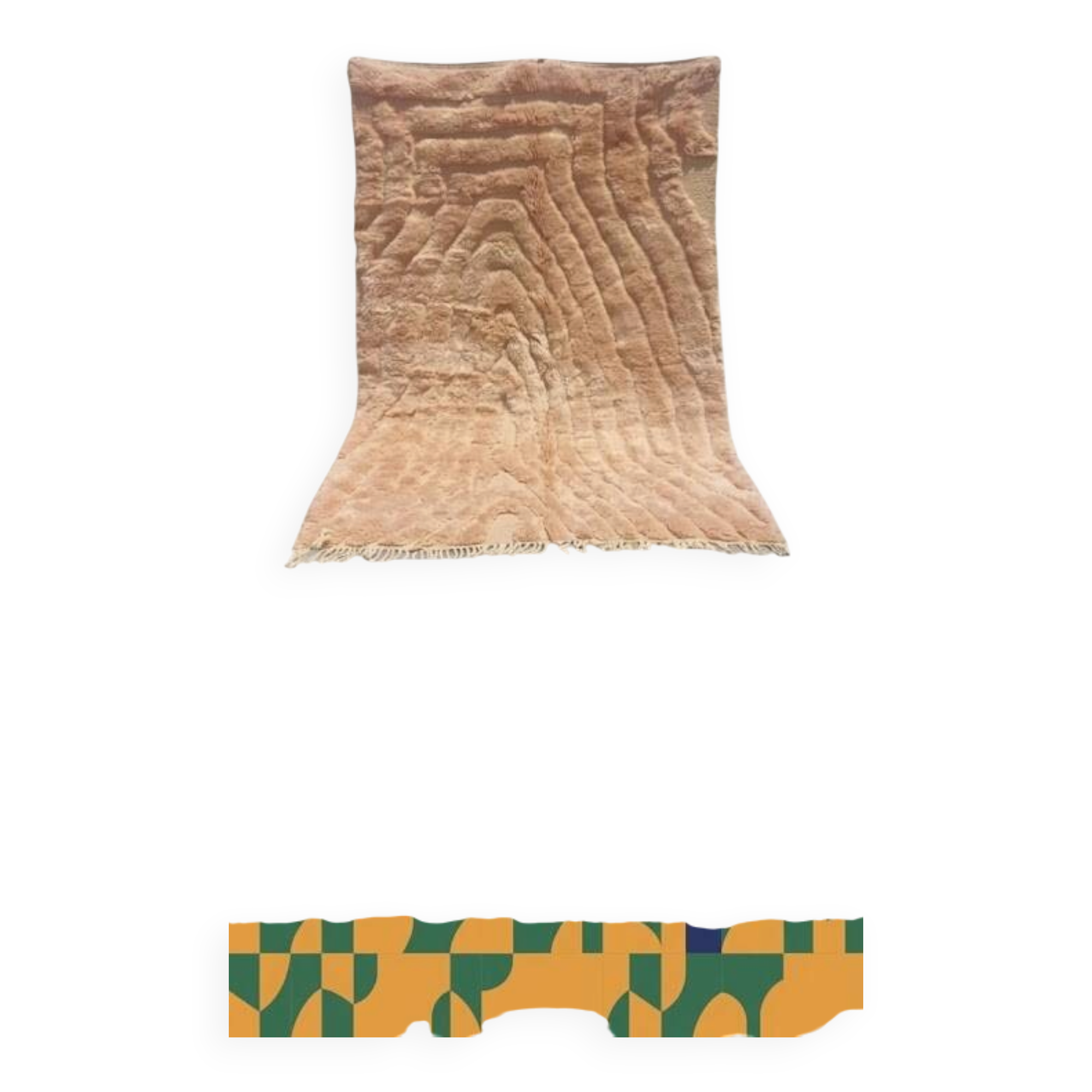 Mrirt carpet in camel/powder pink with textured abstract patterns.
