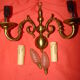 Pair of bronze wall lights with 2 arms in "Dutch" style.