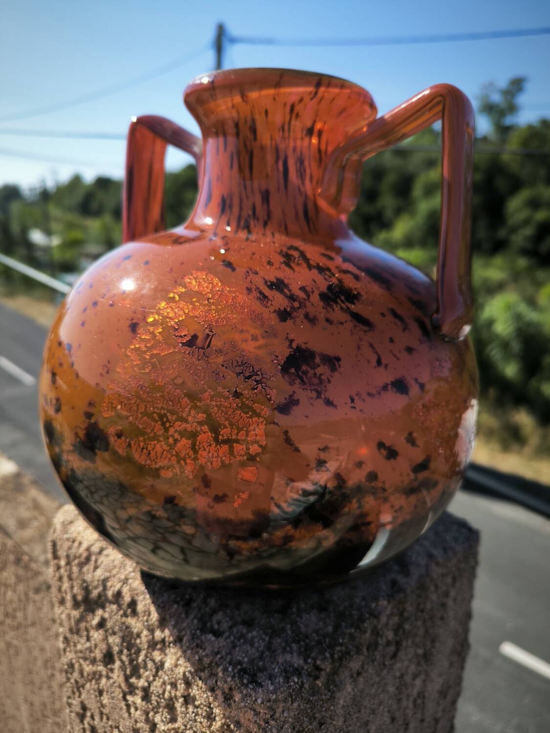 Glass paste vase with gold inclusion Daum 1930